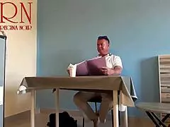 man, naked curvy waitress lets restaurant guest eat pussy from her navel like a horny housewife