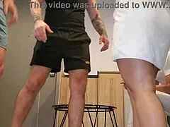 Stupid cuckold husband watches asian hotwife take rough dp threesome with double penetration and cum covered