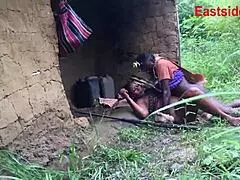 the hunter spots the kings horny ebony wife outdoors and fucks her hard