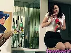 Milf Fingers Dripping Ebony Teen's Fuck Hole While Licking Pussy and Ass in Lesbian Frenzy