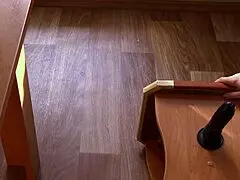 blonde milf's juicy ass sneaks behind scenes while camera spies her amateur solo dildo play