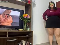 BBW MILF Isabelle Myers Jerks and Sucks Stepson's Cock Hard!