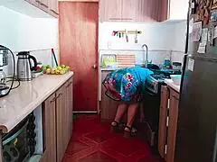 Stepmom Cooks Sexy Then Gets Kitchen Fucked Bent Over Dripping Wet
