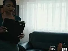 Powerful Big Tits Businesswoman Licks Hot Black Milf Ass