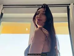 Filling beautiful neighbor's pussy with creampie while she talks to boyfriend