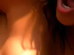 She struts in stockings and heels, fingering her gaping asshole before riding cock deep in slutty lingerie on the bed.