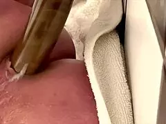 boldly shoving 50cm dildo deep in gaping asshole for squirting pussy orgasm juices