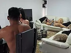 stepsis does homework while stepmom gropes her curvy colombian pussy fingering n spanking taboo