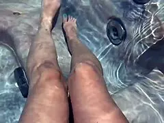 italian milf artemisia love plays with her pussy legs spread pov naked in florida jacuzzi slow motion