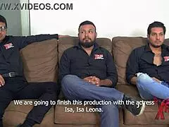 Golosa the fiery redhead Venezuelan tests two Peruvian newbies in steamy casting threesome with riding and deepthroat