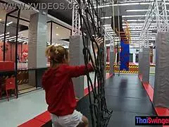 thai amateur milf gf bounces on trampoline then bends over for hard home fuck