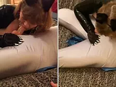 granny catwoman deep throats batman's cock doesn't she