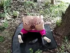 damn that huge ass neighbor aunty gets pounded outdoors in jungle public fun