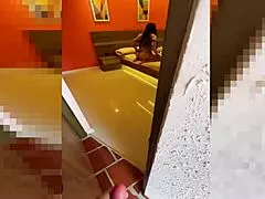 holy shit spying on my horny madrastra's huge curvy ass shaking makes me jerk my monster cock rough cowgirl style!!