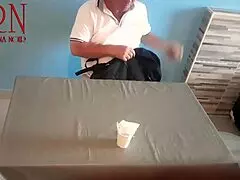 oh man i swear this naked curvy brunette waitress maid lets restaurant guest eat from her navel submissive domination girl next door