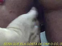 To my friends she spreads her tight mature asshole for anal group threesome cuckold