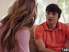 Stepson eyes petite blonde stepmom's tight pussy for fun