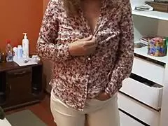 My Stepson's Friends Jerk Off and Cum Hard While Voyeuring My Huge Tits and Curvy Body