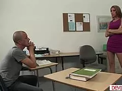 pervy student licks big tits latina teacher's shaved pussy before hardcore anal creampie yoga fuck