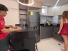 my stepmom tempts me with her juicy ass in the kitchen we end up fucking hard