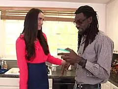 uhh this white brunette gets wrecked by black monster cock interracial style