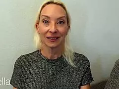 LOSER CUFFED BY HOT MILF STELLA GIVES SLAVISH FOOTJOB E01