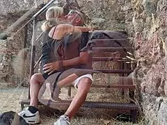 whoops we filmed risky outdoor creampie by accident cumming together so fast