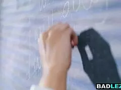 Lesbian Teen Student Ravages Busty Italian Milf Teacher in Classroom Domination