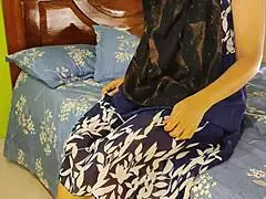 malaysian hijab girl rides brother-in-law's big cock hard on bed