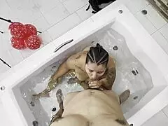 Massive tits milf stepmom fucks stepson doggystyle in jacuzzi with monster cock bareback! 💦🍑