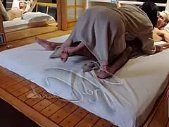 milf brunette with massive natural tits sucks off young guy while dirty talking balloons