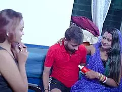 devar, slamming bhabhi's pussy right in front of her girlfriend—full hindi heat!