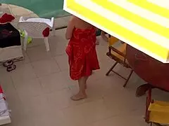 Beach stepmom fingers herself for stepson creampie finish?