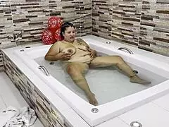 Massive tits milf stepmom fucks stepson doggystyle in jacuzzi with monster cock bareback! 💦🍑