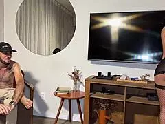 maid gets teased by boss's monster cock then deepthroats gagging to creampie