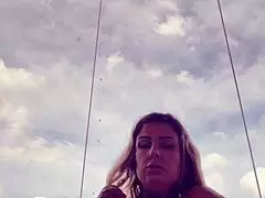 tattooed babe's hard nipples poke through see-through gym top!