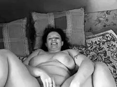 I finger my chubby milf pussy and big ass in old black white amateur anal play closeup