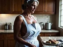 ai generated maid poses nude from teen to milf with perfect body