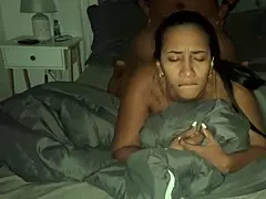 Stepmom Leyne Rodriguez shares bed with stepson and ends up fucked hard.