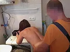 Sexy Hungarian mature wife in lingerie fucked hard by repairman with curvy ass shaking