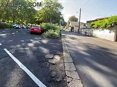 beautiful french brunette sneaks under club desk for first time homemade blowjob dancing night