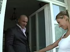 Blonde slut bends over for deep doggystyle assfucking on bed