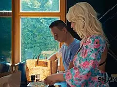 imagine this blonde milf riding a young cock while her son's best friend watches...