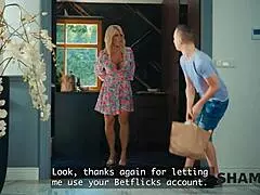 imagine this blonde milf riding a young cock while her son's best friend watches...