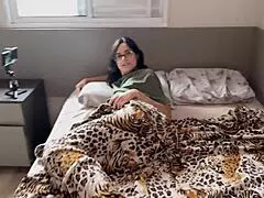 stepson sneaks into stepmom's bed for huge tits ride and creampie surprise