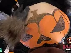 Bbc ravages brazilian milf's halloween pumpkin in twisted studio