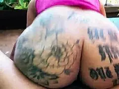 Damn, That Big Ass Brunette Fucks Hard On The Balcony!