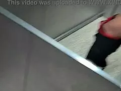 german milf wife risks it all flashing her tight pussy before stranger's quick elevator pound