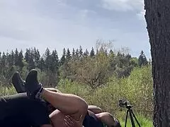 wanna see her moan loud outdoors on big black cock?