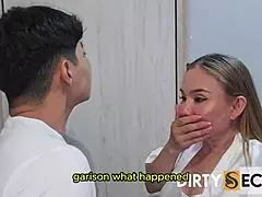 stepmom strokes stepson by sleeping husband then offers tight ass